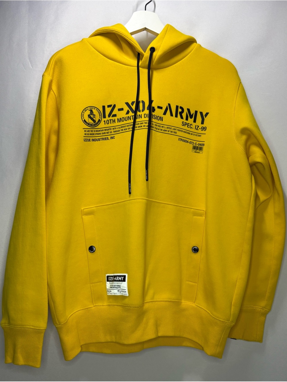Izzue IZ X04 ARMY 10th Mountain Division Graphic Hoodie Yellow Mens L